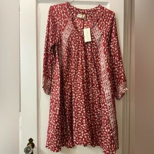 Natalie Martin Pomegranate Cranberry  Mini Fiore Silk Dress